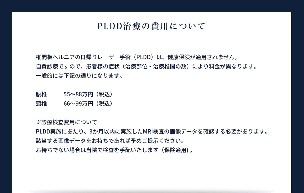 PLDD治療の費用について