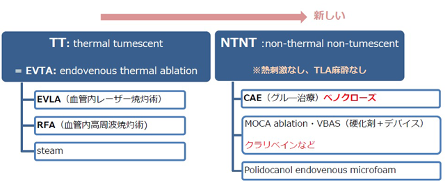 血管内治療(EVA:endovenous ablation)の分類